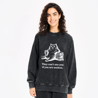 Tokyo-Tiger Cat Proving Uselessness Is A Superpower Washed Sweatshirt
