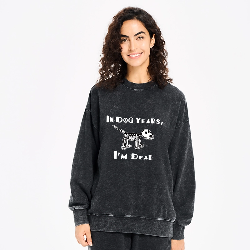 Tokyo-Tiger Funny Meme Old Dog Dead In Dog Years Vibe Washed Sweatshirt