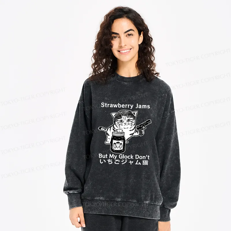 Tokyo-Tiger Strawberry Jam Cat Washed Sweatshirt