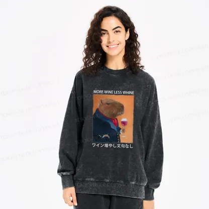 Tokyo-Tiger Capybara More Wine Less Whine Washed Sweatshirt