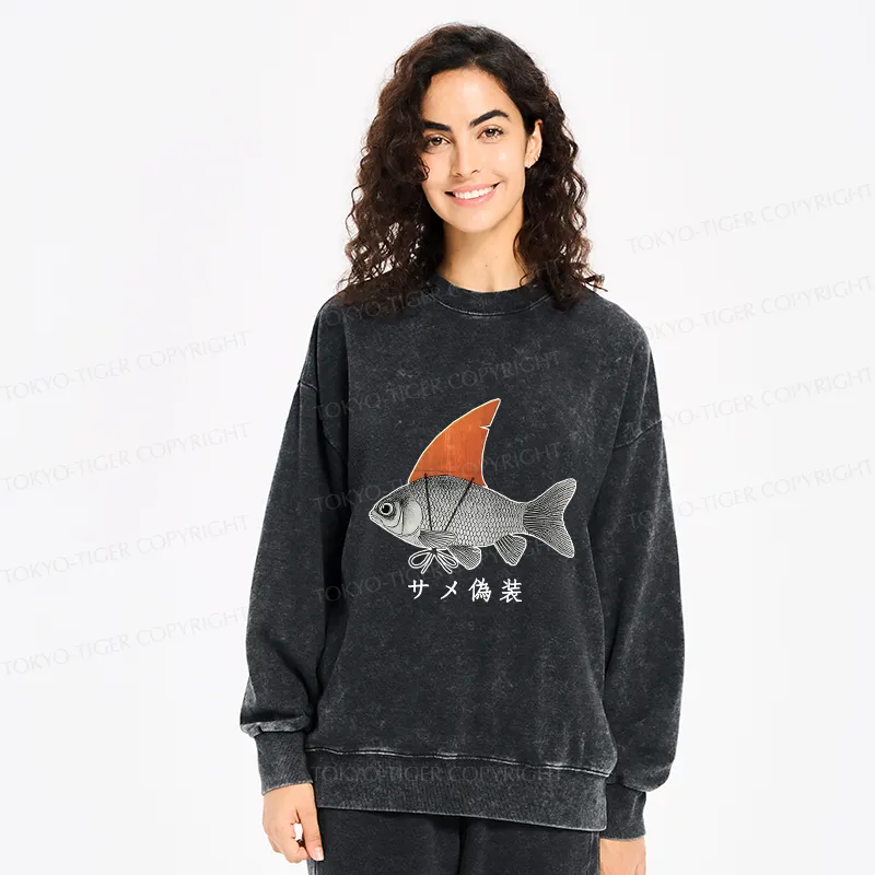 Tokyo-Tiger Fish Disguise Washed Sweatshirt