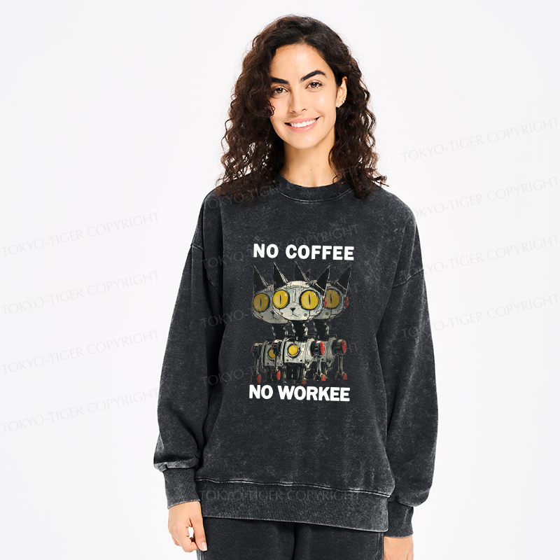 Tokyo-Tiger No Coffee No Workee Washed Sweatshirt