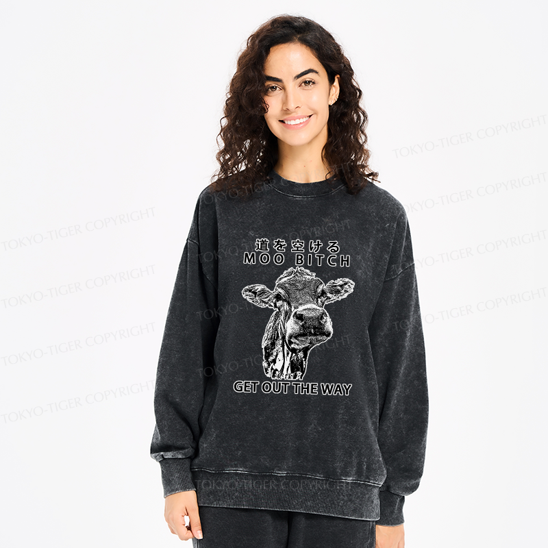 Tokyo-Tiger Funny Cow Washed Sweatshirt