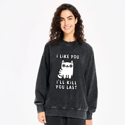 Tokyo-Tiger Cats And Humans Have A Love-hate Relationship Washed Sweatshirt
