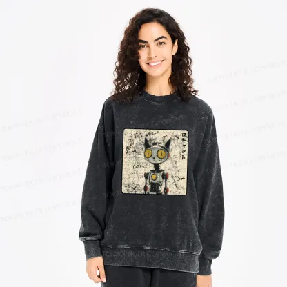 Tokyo-Tiger Robot Cat Washed Sweatshirt