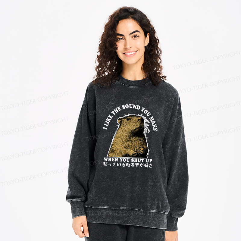 Tokyo-Tiger I Like The Sound Of Silence Washed Sweatshirt