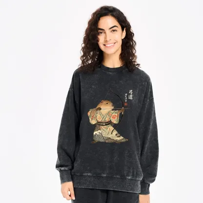 Tokyo-Tiger Capybara Archery Washed Sweatshirt
