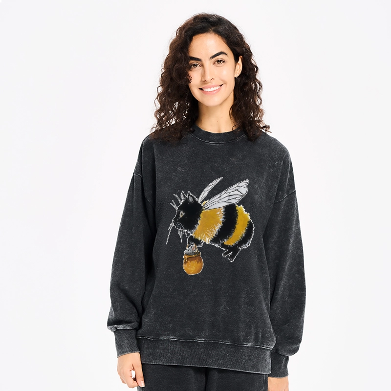 Tokyo-Tiger Catbee Funny Washed Sweatshirt