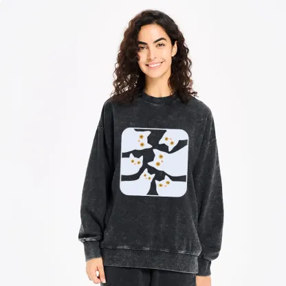 Tokyo-Tiger Cats Are Watching You Washed Sweatshirt