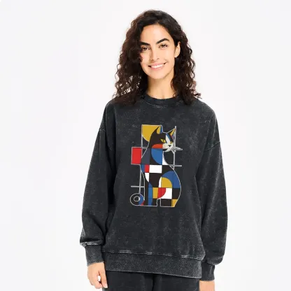 Tokyo-Tiger Mondrian Cat Washed Sweatshirt