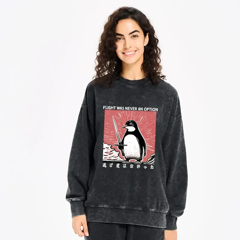 Tokyo-Tiger Fighting Penguin Washed Sweatshirt