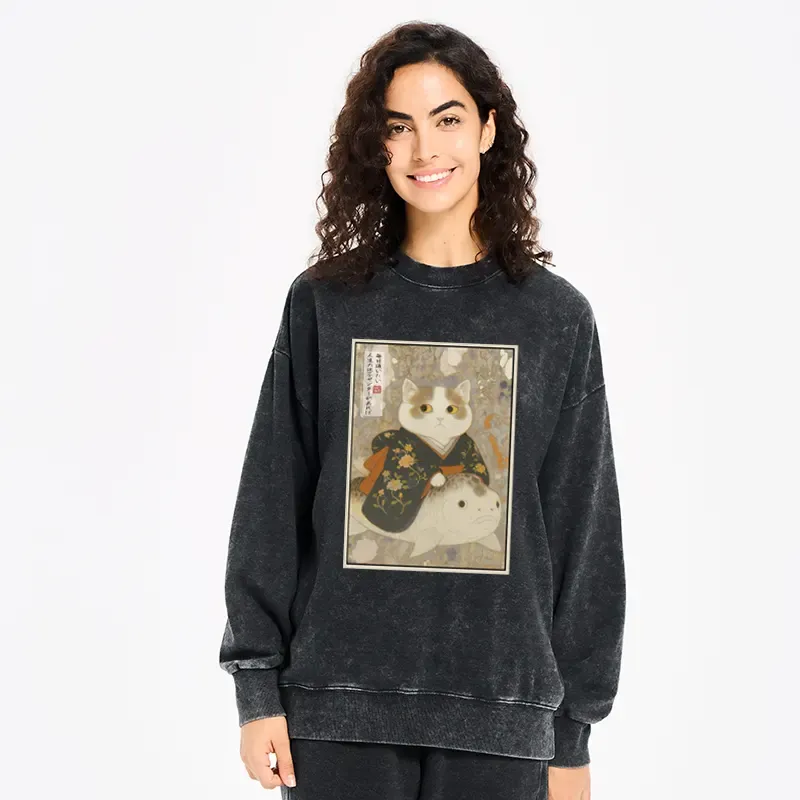 Tokyo-Tiger The Cat and the Art of Getting Lost Washed Sweatshirt