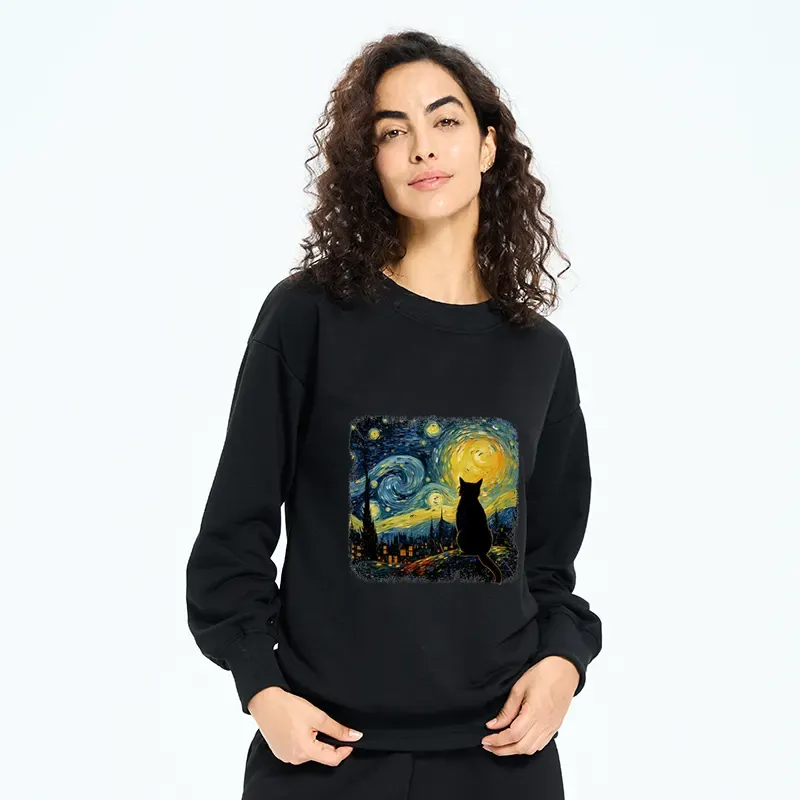 Tokyo-Tiger The Starry Night Cat Classic Sweatshirt