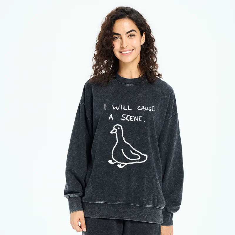 Tokyo-Tiger Stupid Goose Funny Japan Retro Washed Sweatshirt