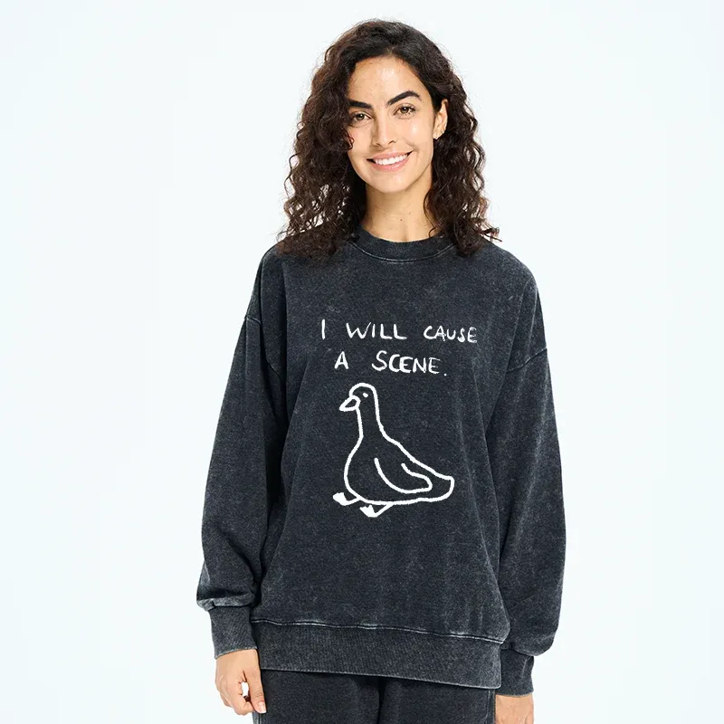 Tokyo-Tiger Stupid Goose Funny Japan Retro Washed Sweatshirt