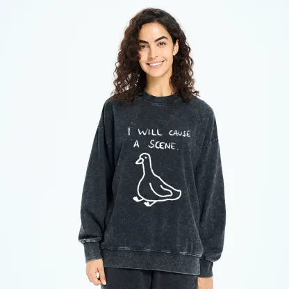 Tokyo-Tiger Stupid Goose Funny Japan Retro Washed Sweatshirt