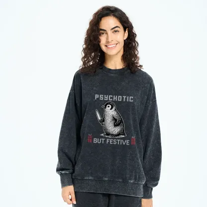 Tokyo-Tiger Overstimulated but Festive Christmas Washed Sweatshirt