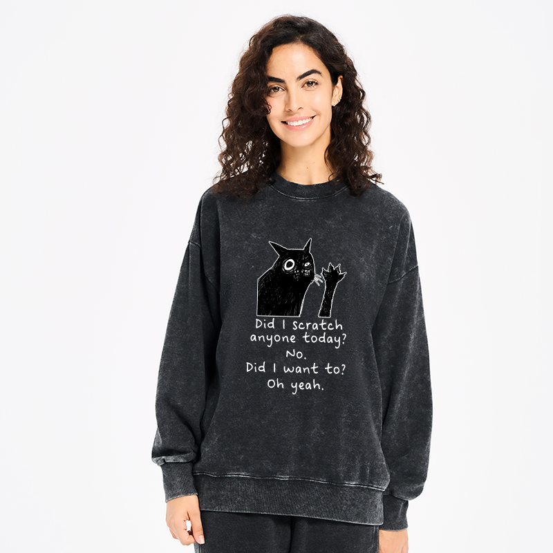 Tokyo-Tiger Black Cat Scratches People Washed Sweatshirt