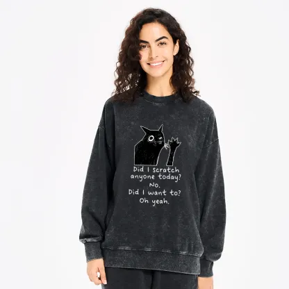 Tokyo-Tiger Black Cat Scratches People Washed Sweatshirt