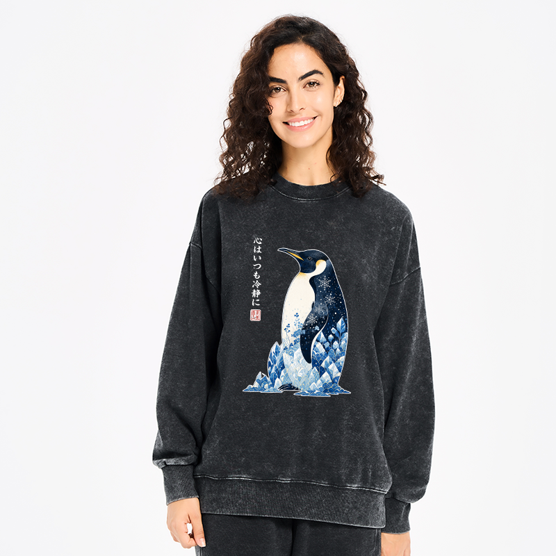 Tokyo-Tiger Keep Calm Penguin Washed Sweatshirt