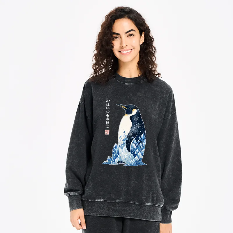Tokyo-Tiger Keep Calm Penguin Washed Sweatshirt