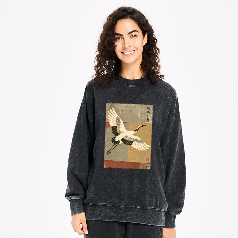 Tokyo-Tiger Crane Spirit Washed Sweatshirt