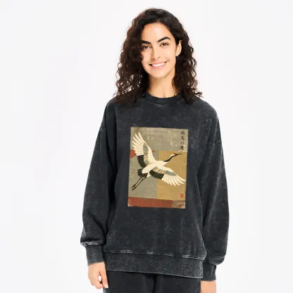 Tokyo-Tiger Crane Spirit Washed Sweatshirt