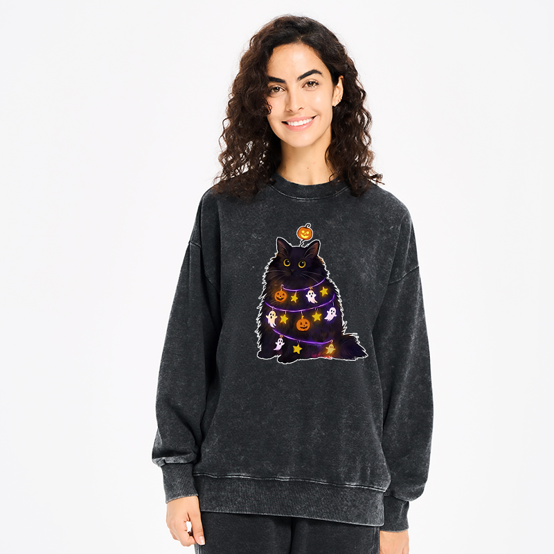 Tokyo-Tiger Halloween Cat Washed Sweatshirt