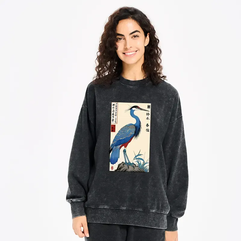 Tokyo-Tiger Colorful Crane Washed Sweatshirt