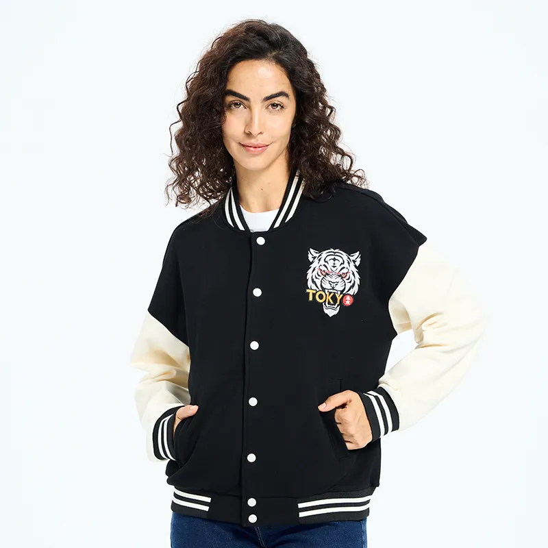 Tokyo-Tiger Hokkaido Wave Japan Embroidery Varsity Jacket