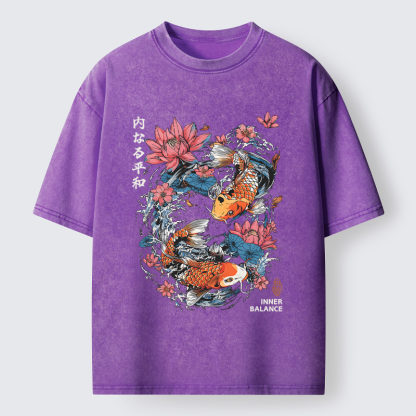 Tokyo-Tiger Koi Serenity Washed T-Shirt