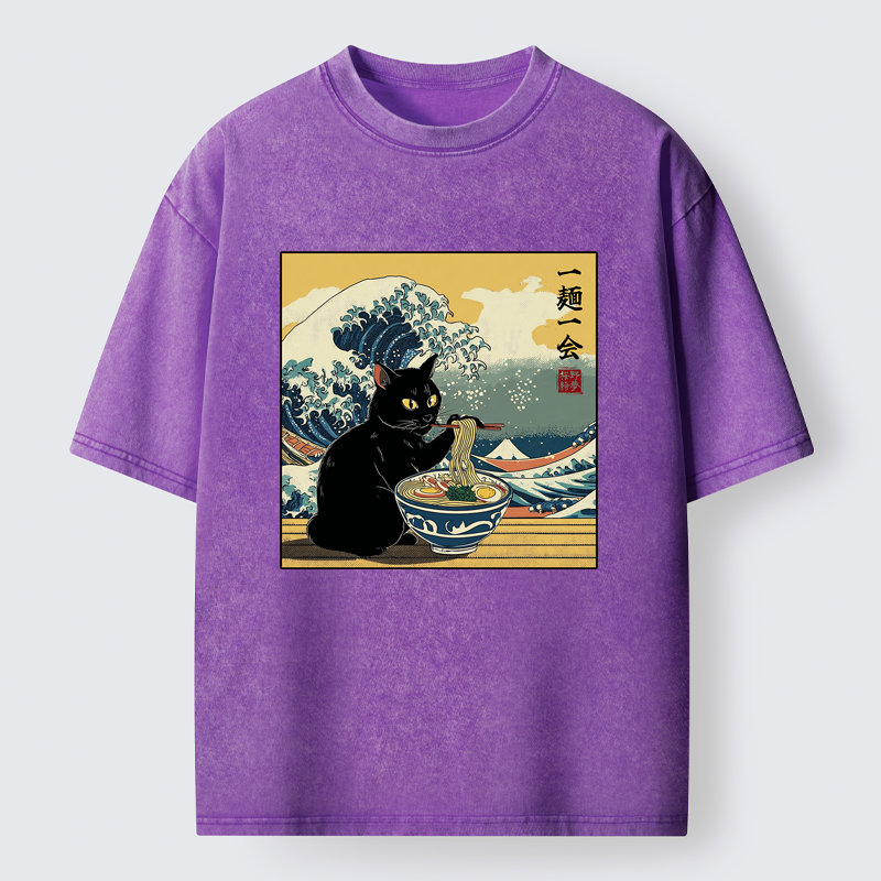Tokyo-Tiger A Cat’s Ramen Moment Washed T-Shirt