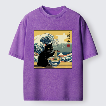 Tokyo-Tiger A Cat’s Ramen Moment Washed T-Shirt