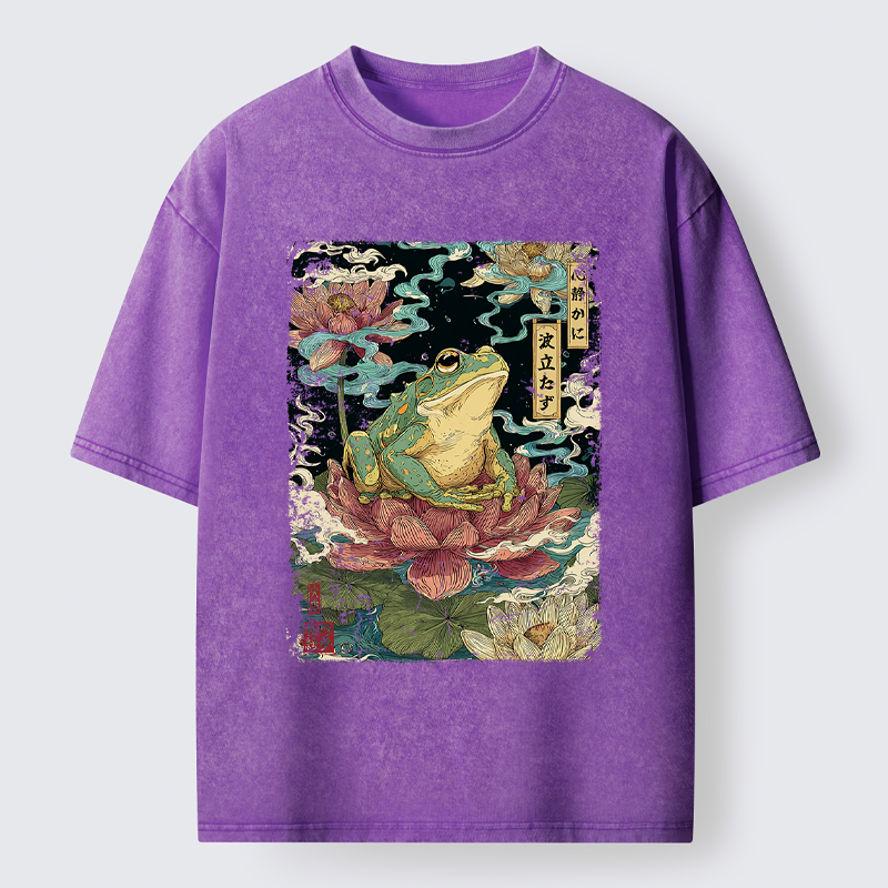 Tokyo-Tiger The Meditating Frog: Calm in Chaos Washed T-Shirt