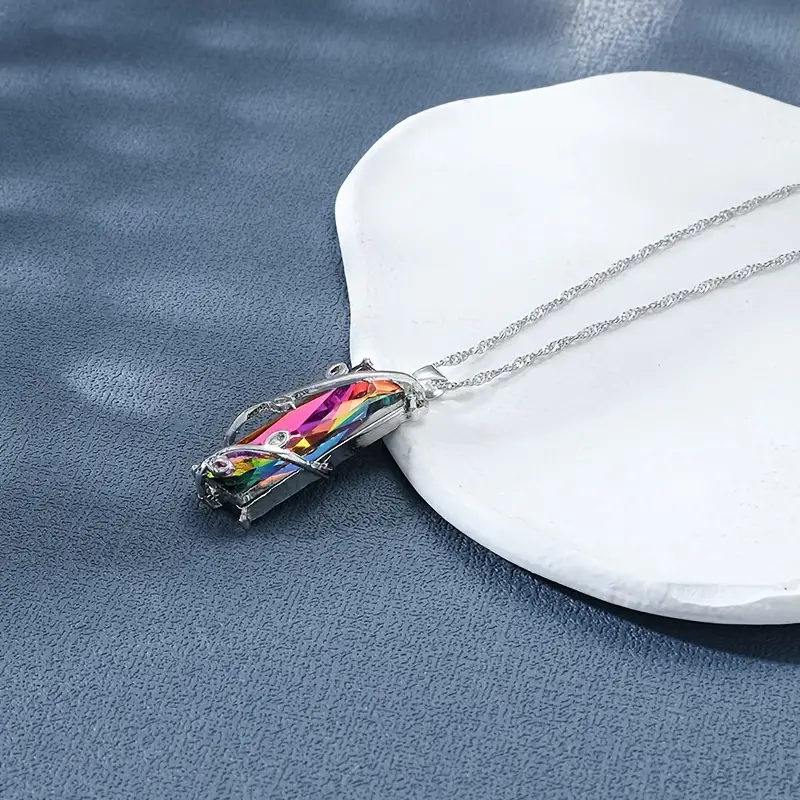 Colorful Crystal Branch Pendant Necklace Fine Jewelry Gift For Women