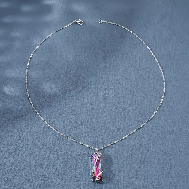 Colorful Crystal Branch Pendant Necklace Fine Jewelry Gift For Women