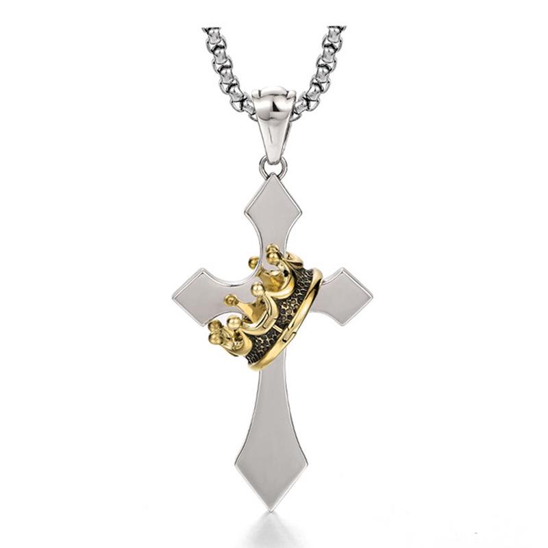Naszyjnik Crown Cross, spersonalizowany, wszechstronny, stylowy naszyjnik