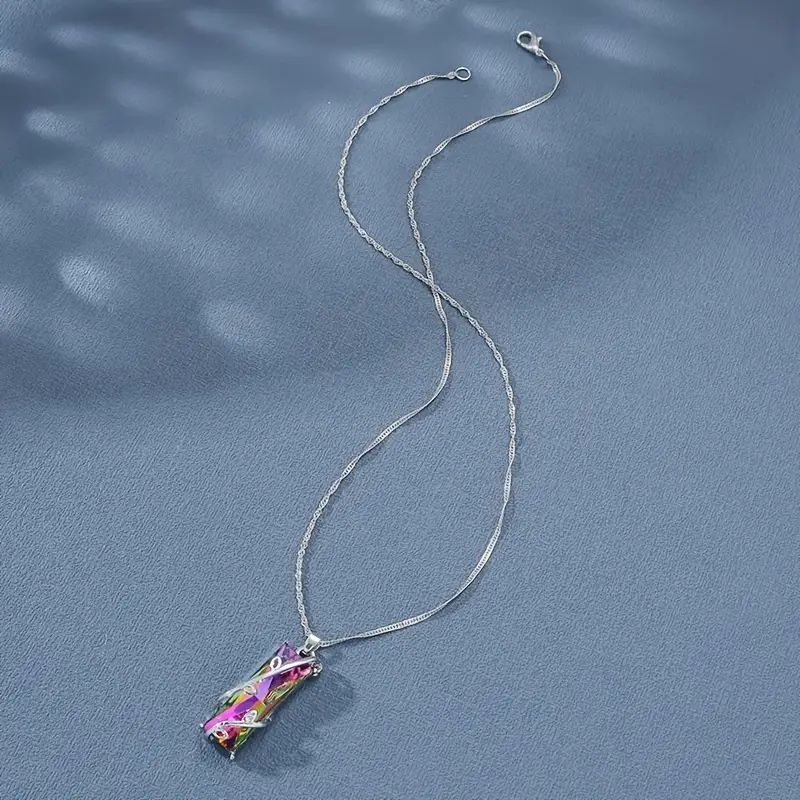 Colorful Crystal Branch Pendant Necklace Fine Jewelry Gift For Women