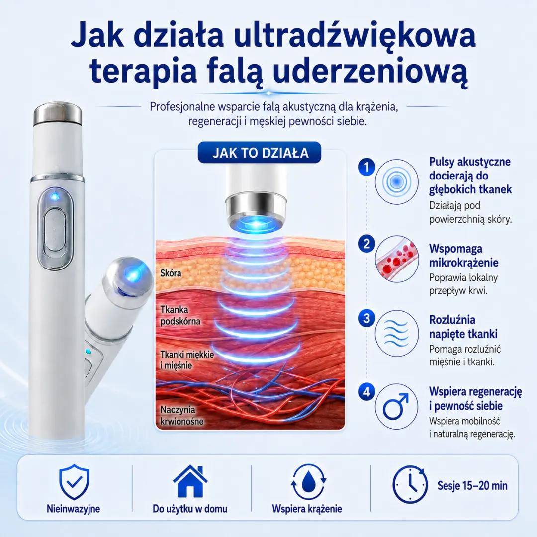 👩❤️👨👩❤️👨 Zwiększ swoją witalność. Odzyskaj pewność siebie w intymnych chwilach. Zaawansowana terapia falą uderzeniową, która wspiera męski komfort seksualny i łagodzi problemy z mięśniami, stawami i ścięgnami.💪💪