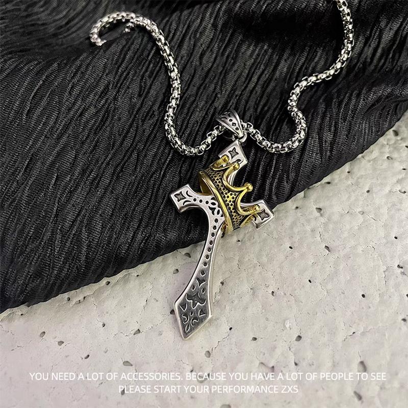 Naszyjnik Crown Cross, spersonalizowany, wszechstronny, stylowy naszyjnik
