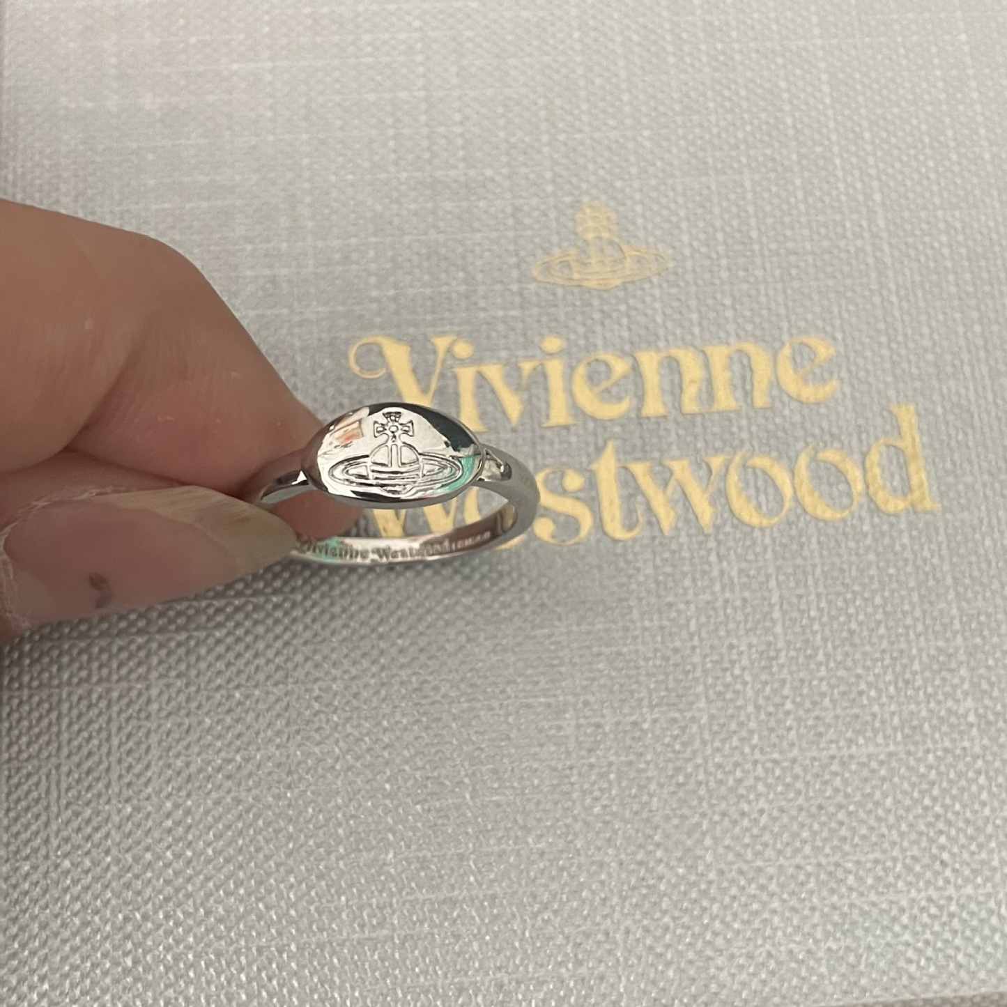 Buy replica Vivienne Westwood Debossed Stamped Saturn Ring and replica jewelry from PICKS Jewelry