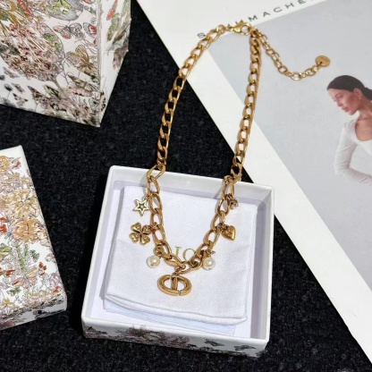 Buy replica Dior Vintage Cuban Chain with Charms CD Pendant Necklace and replica jewelry from PICKS Jewelry