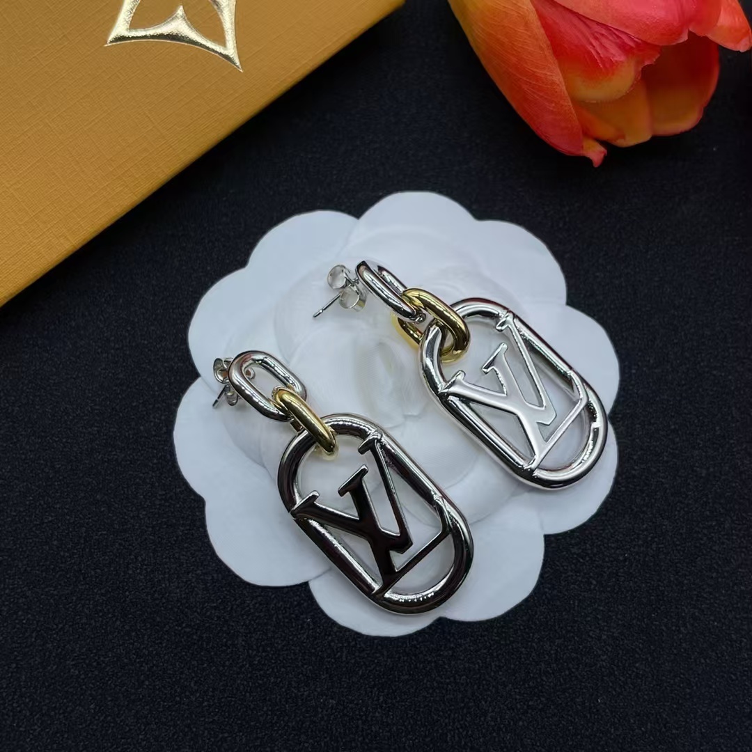 Buy replica Louis Vuitton Hollow LV Letter Long Earrings and replica jewelry from PICKS Jewelry