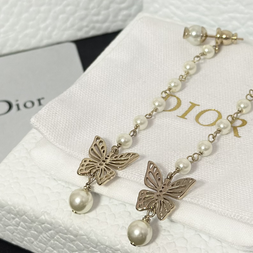 Buy replica Dior Long Tassel Butterfly Dangle Pearl Earrings and replica jewelry from PICKS Jewelry