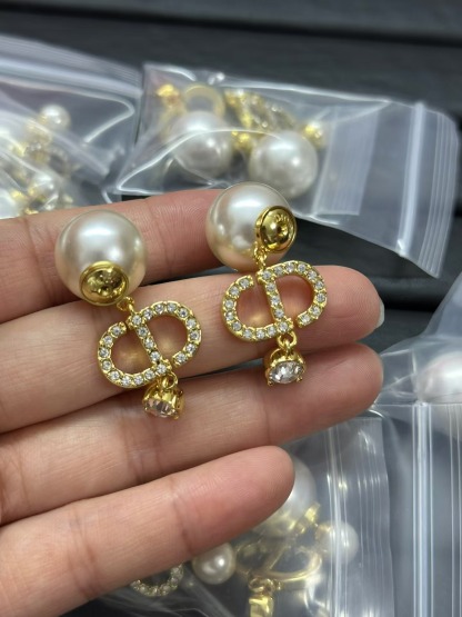 Buy replica Dior Diamond CD Drop Pearl Earrings and replica jewelry from PICKS Jewelry
