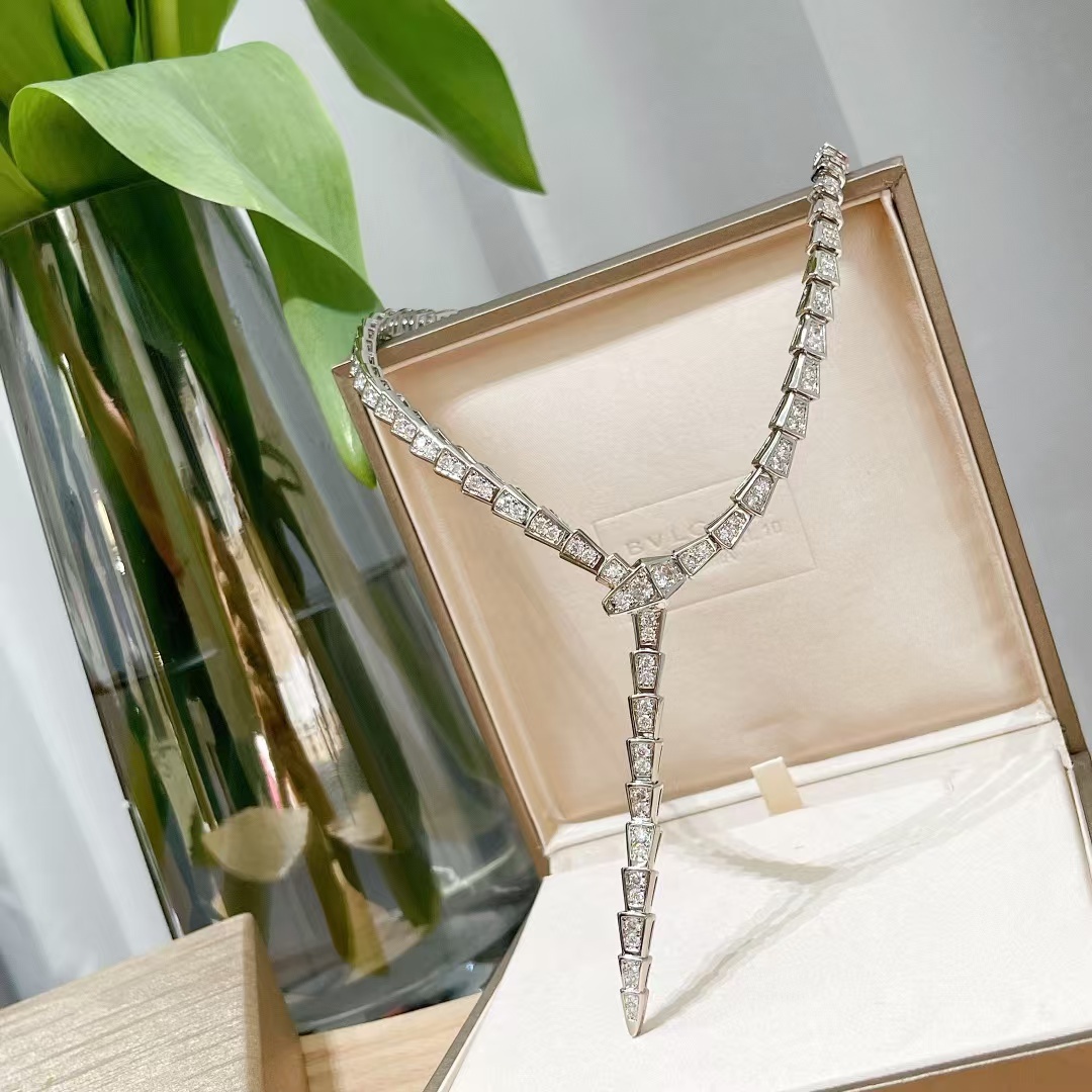 Buy replica Bvlgari Serpenti Viper Necklace - Full Diamond and replica jewelry from PICKS Jewelry