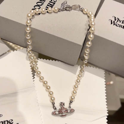 Buy replica Vivienne Westwood Pink Saturn Necklace and replica jewelry from PICKS Jewelry