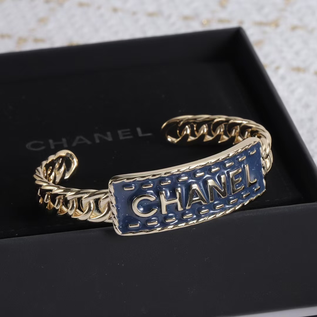 Buy replica Chanel Letters Denim Open Bangle Bracelet and replica jewelry from PICKS Jewelry
