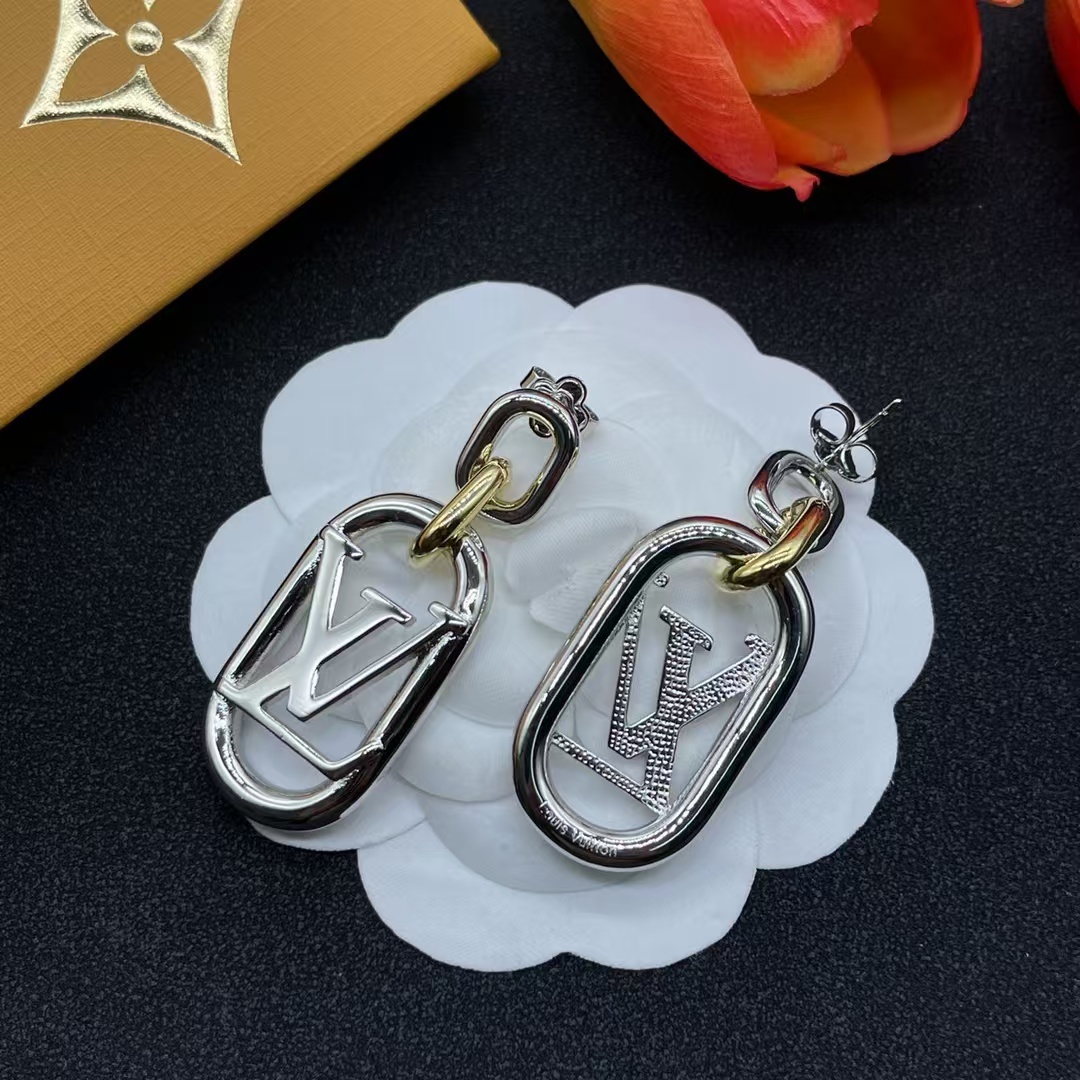 Buy replica Louis Vuitton Hollow LV Letter Long Earrings and replica jewelry from PICKS Jewelry
