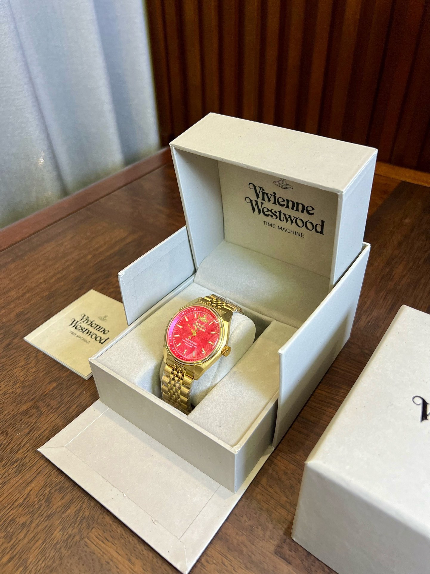 Buy replica Vivienne Westwood Rose Red Dial Gold Band Watch - 40MM and replica jewelry from PICKS Jewelry